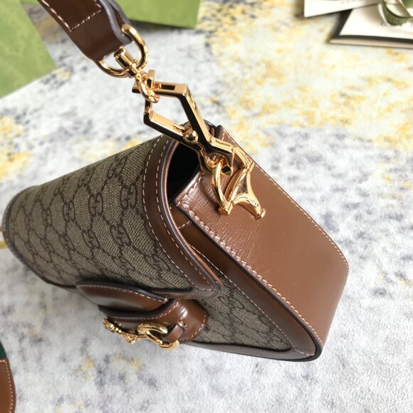 Gucci Horsebit 1955 GG Shoulder Bag Small Beige/Brown - Picture 3 of 9